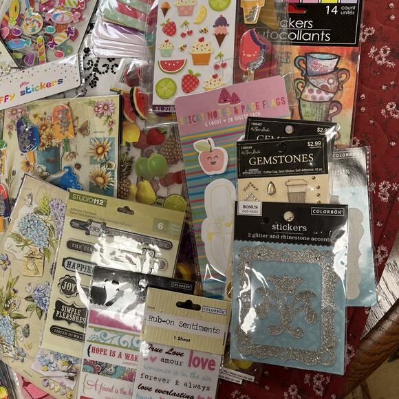 Scrapbooking Stickers Huge Lot Rhinestones Puffy Dimensional 100 Packs - Picture 3 of 8